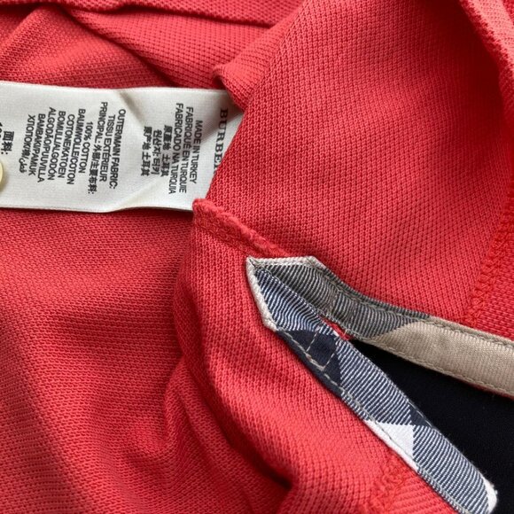 Burberry Brit Men Short Sleeve Shirt Nova Check Red Cotton Pique Polo - Picture 16 of 16